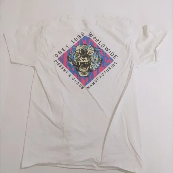 Obey & Dissent Tiger T-shirt White Size Medium - Picture 2 of 4